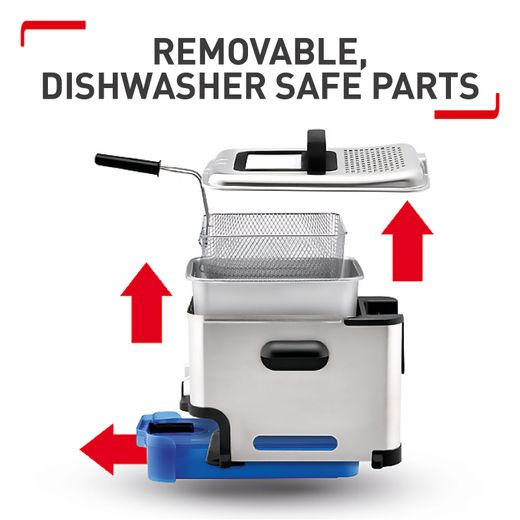 Tefal Oleoclean Pro 3.5 L FR804040 Deep Fryer - Silver - Annotation - Removable dishwasher safe parts