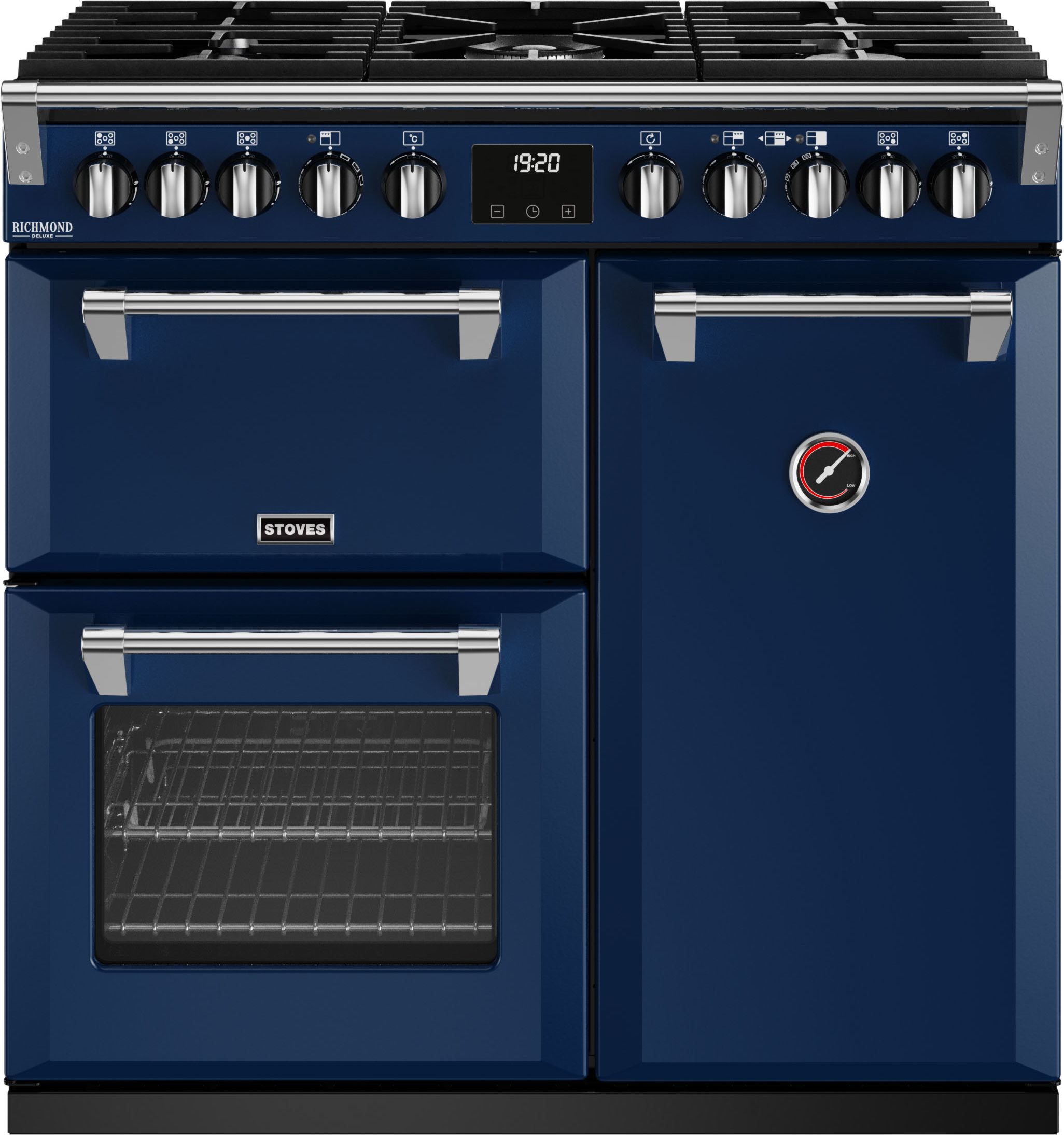 Stoves Richmond Deluxe ST DX RICH D900DF MBL 90cm Dual Fuel Range Cooker - Midnight Blue - A Rated, Blue
