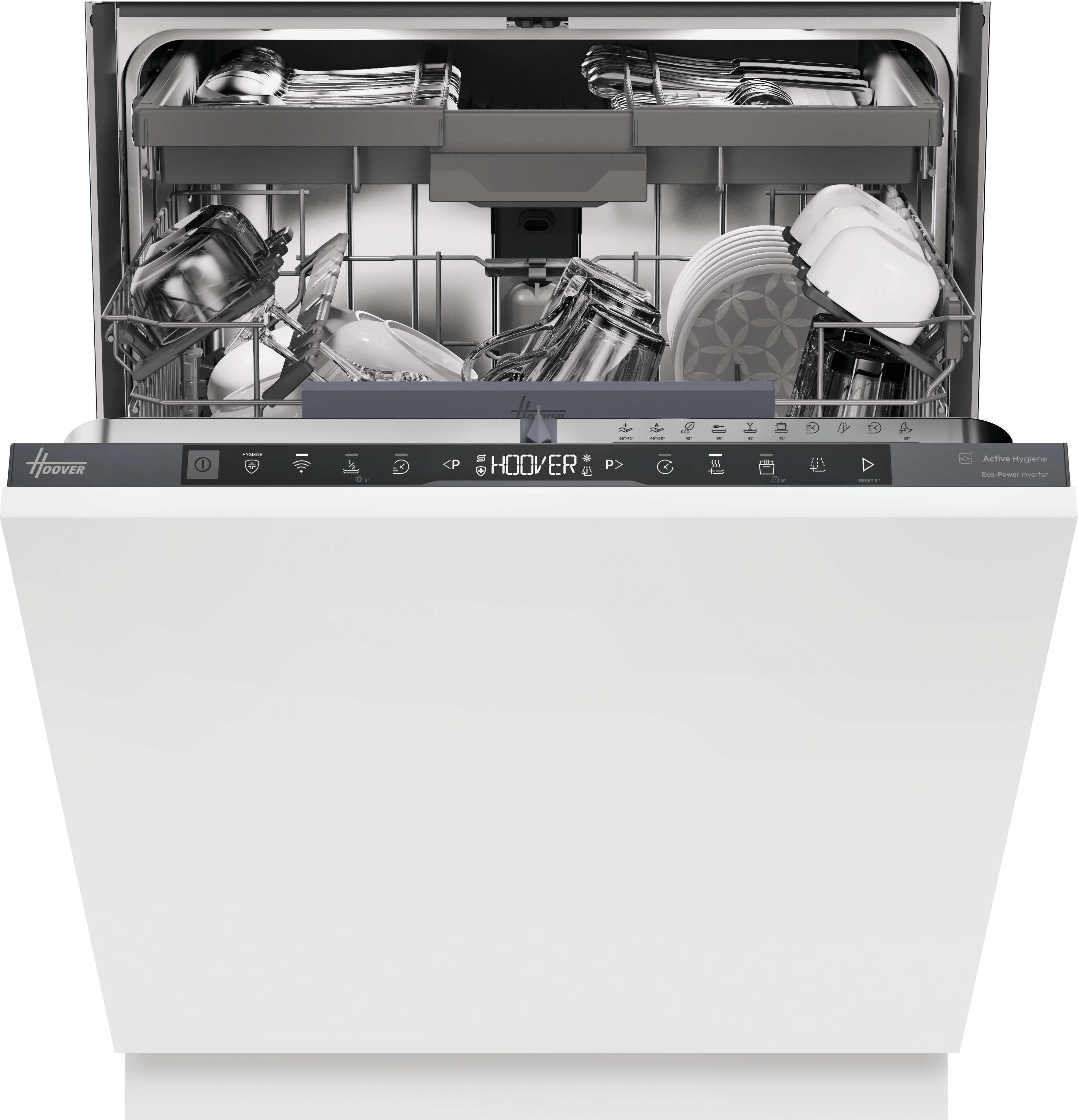 Hoover HI 6A2S3PSTA-80 Fully Built-in Dishwasher 16 Place Settings Silver A Rated