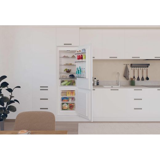 Hoover H-FRIDGE 300 Integrated 70/30 Fridge Freezer with Sliding Door Fixing Kit - White - Fridge freezer with door open shot
