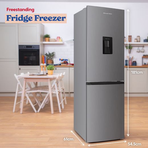 Russell Hobbs RH181TNF552E2SSWD 181cm 50/50 Frost Free Fridge Freezer - Stainless Steel - Annotation - freestanding shot