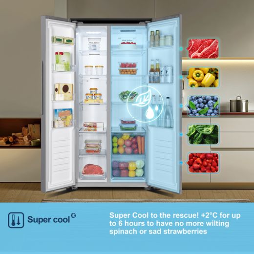 Fridgemaster American Fridge Freezer - Silver - Annotation - Super cool