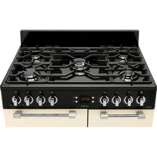 Leisure Cookmaster Gas Range Cooker - Cream - Perspective shot with pan supports