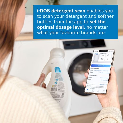 Bosch Series 6 i-Dos WGH254A0GB 10kg WiFi Connected Washing Machine with 1400 rpm - White - Annotation - detergent scan shot