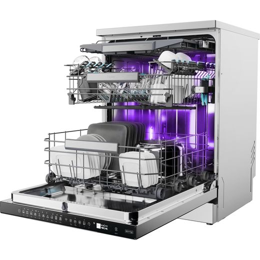 Haier I-PRO SHINE SERIES 5 - Biovitae Collection Standard Dishwasher - Stainless Steel - Left perpsective with door open shot 