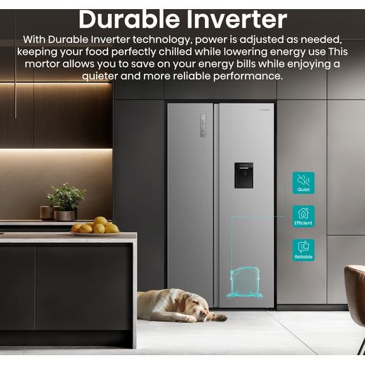 Hisense PureFlat American American Fridge Freezer - Silver - Annotation - Durable inverter