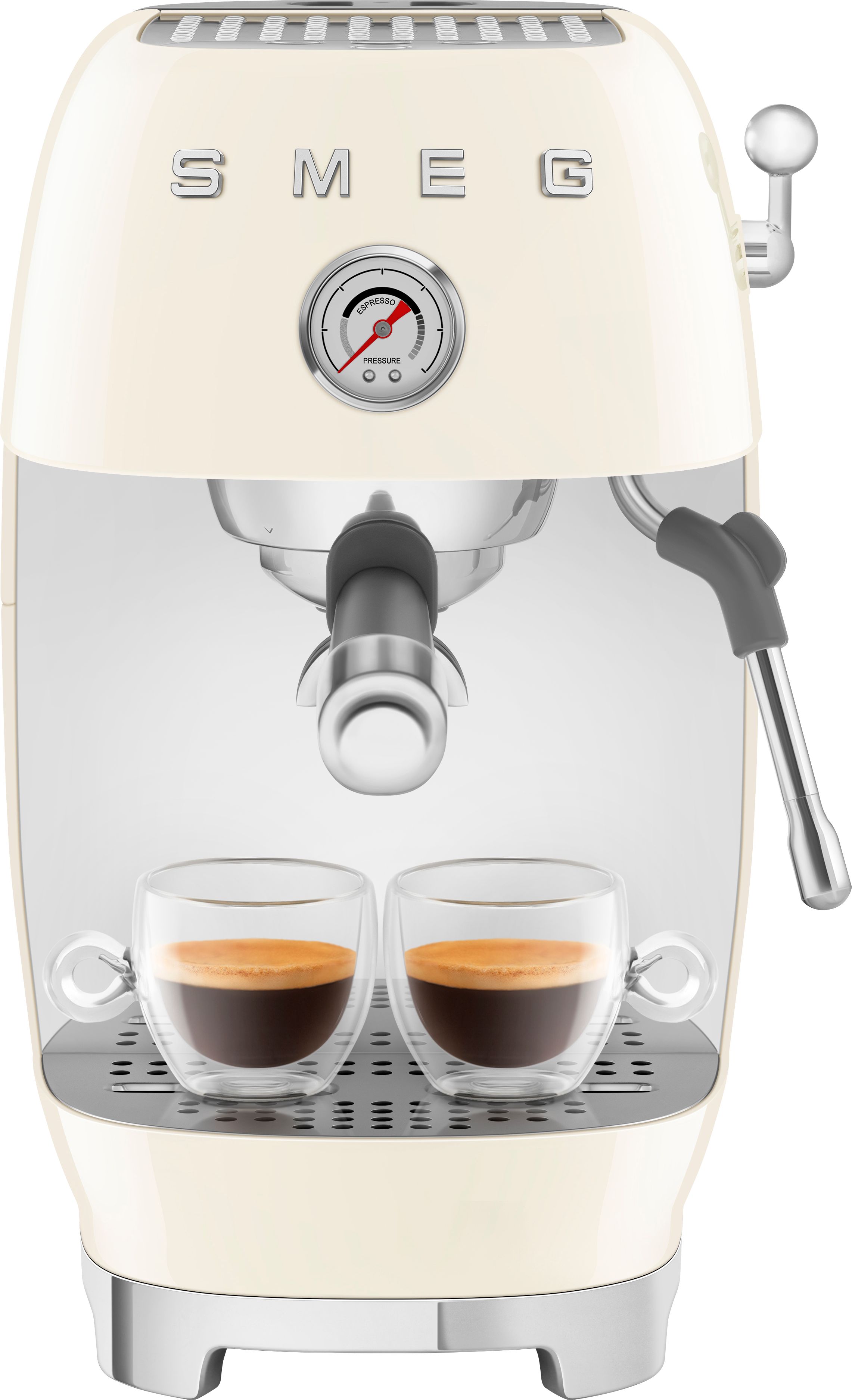 Smeg Espresso Coffee Machine - Semi-Automatic - Cold Brew Function - Cream - ECF03CRUK