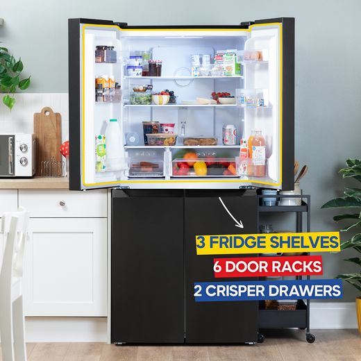 Russell Hobbs American Fridge Freezer - Black Steel - Annotation - Storage shot