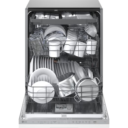 LG QuadWash™ Fully Integrated Standard Dishwasher - Stainless Steel - Front with door open shot 