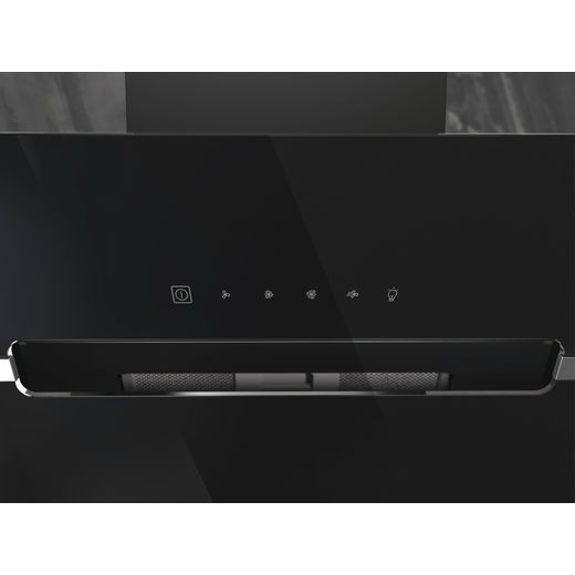 Hotpoint PHVS61FLTDPK Chimney Cooker Hood - Black - Close up shot