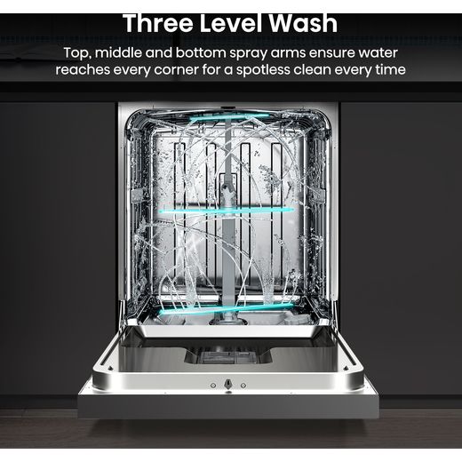 Hisense Standard Dishwasher - Stainless Steel - Annotation - three level wash shot