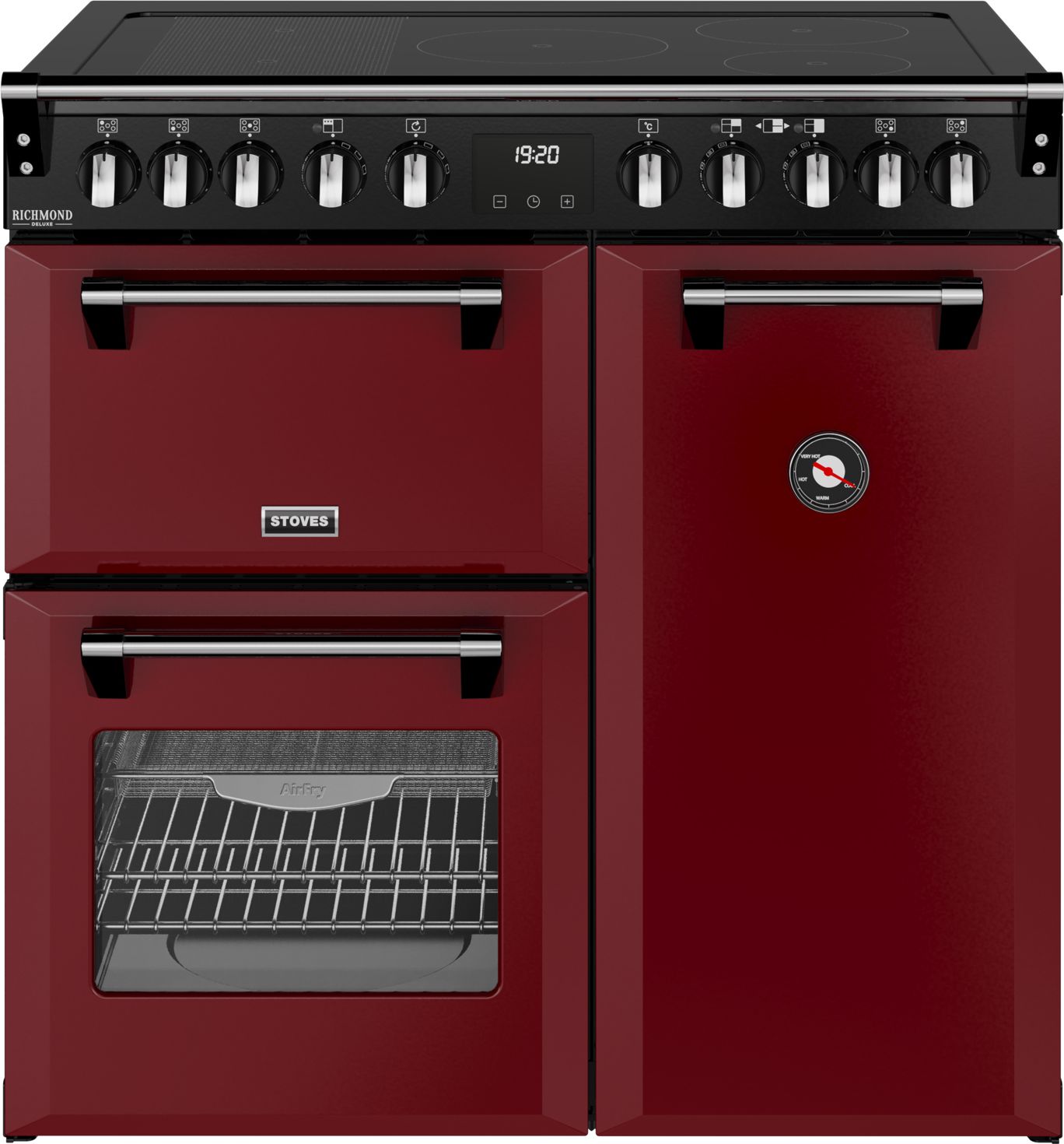 Stoves 90cm Electric Range Cooker - 3 Ovens - Induction Hob - Garnet Red