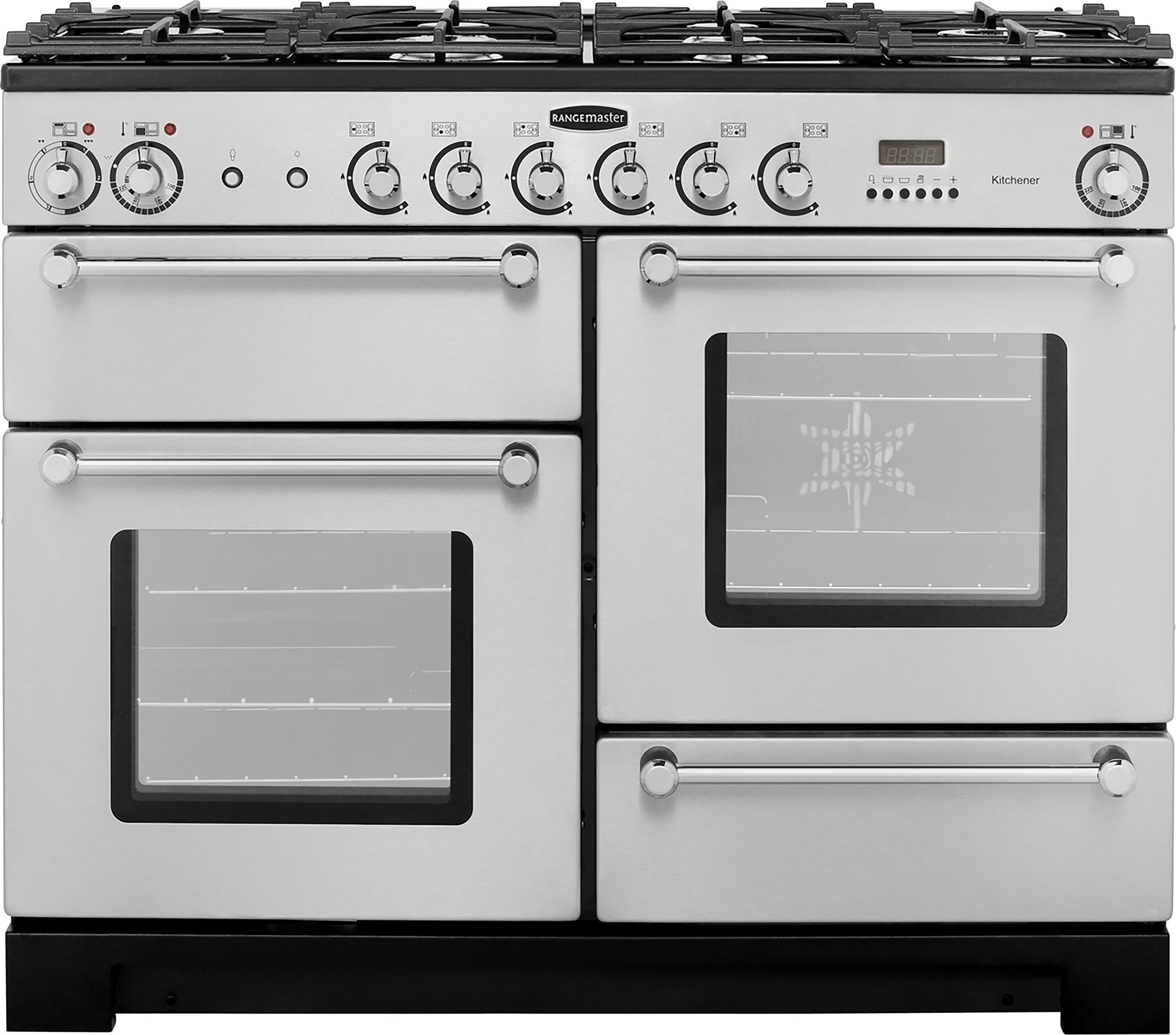 Rangemaster Kitchener KCH110DFFSS/C 110cm Dual Fuel Range Cooker - Stainless Steel / Chrome - A/A Rated, Stainless Steel