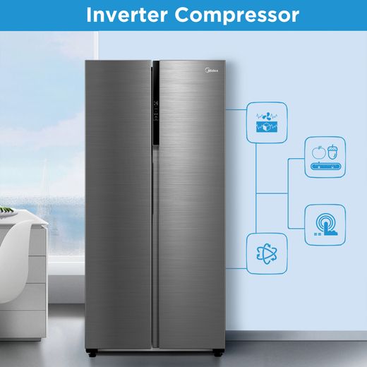 Midea Frost Free Fridge Freezer - Stainless Steel - Annotation - Inverter compressor