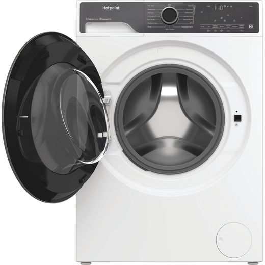 Hotpoint Fabic Care Pro HPA 105 CARE UK 10kg Washing Machine with 1400 rpm - White - Front with door open shot