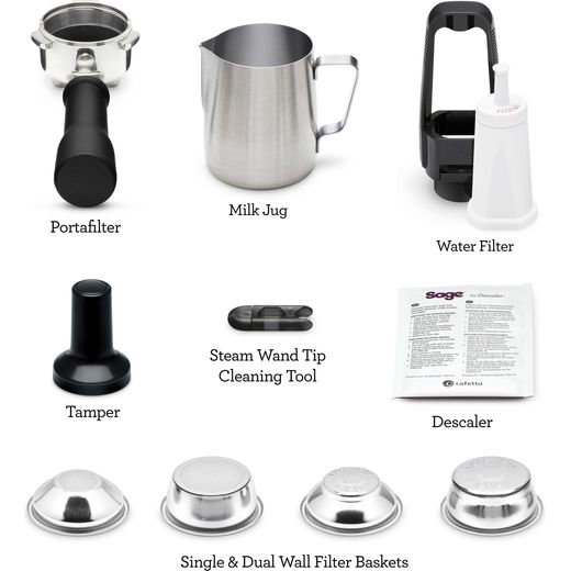 Sage The Bambino Espresso Coffee Machine - Stainless Steel - Annotation - Accessories shot