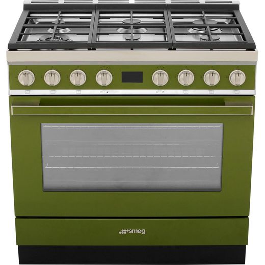 Smeg Portofino CPF9GPOG 90cm Dual Fuel Range Cooker - Olive Green