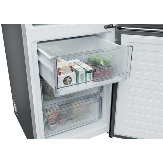 Haier Combi Series 3 HDPR3618CNPK 185cm 60/40 Fridge Freezer - Inox - Freezer drawer open