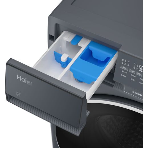 Haier X9 HW120-B14387GUUK 12kg Washing Machine with 1400 rpm - Graphite - Detergent tray shot