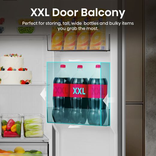 Hisense American Fridge Freezer - Stainless Steel  - Annotation - XXl door balcony shot