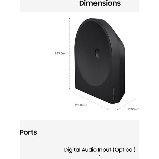 Samsung Wireless Speaker - Black - Dimensions