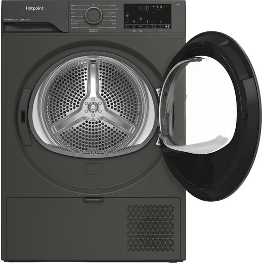 Hotpoint FabicCare C HD 93M GG UK 9Kg Heat Pump Tumble Dryer - Graphite - Door open
