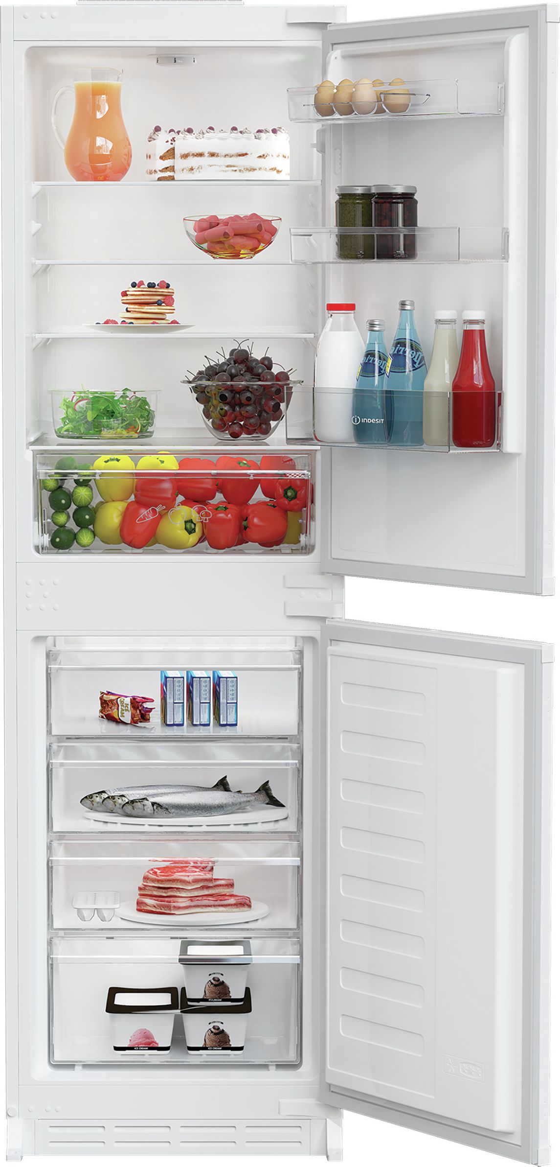 Indesit KINS 1261 B4UK Built-in Fridge Freezer - 177.5cm Height - 265L Capacity - Low Frost - White