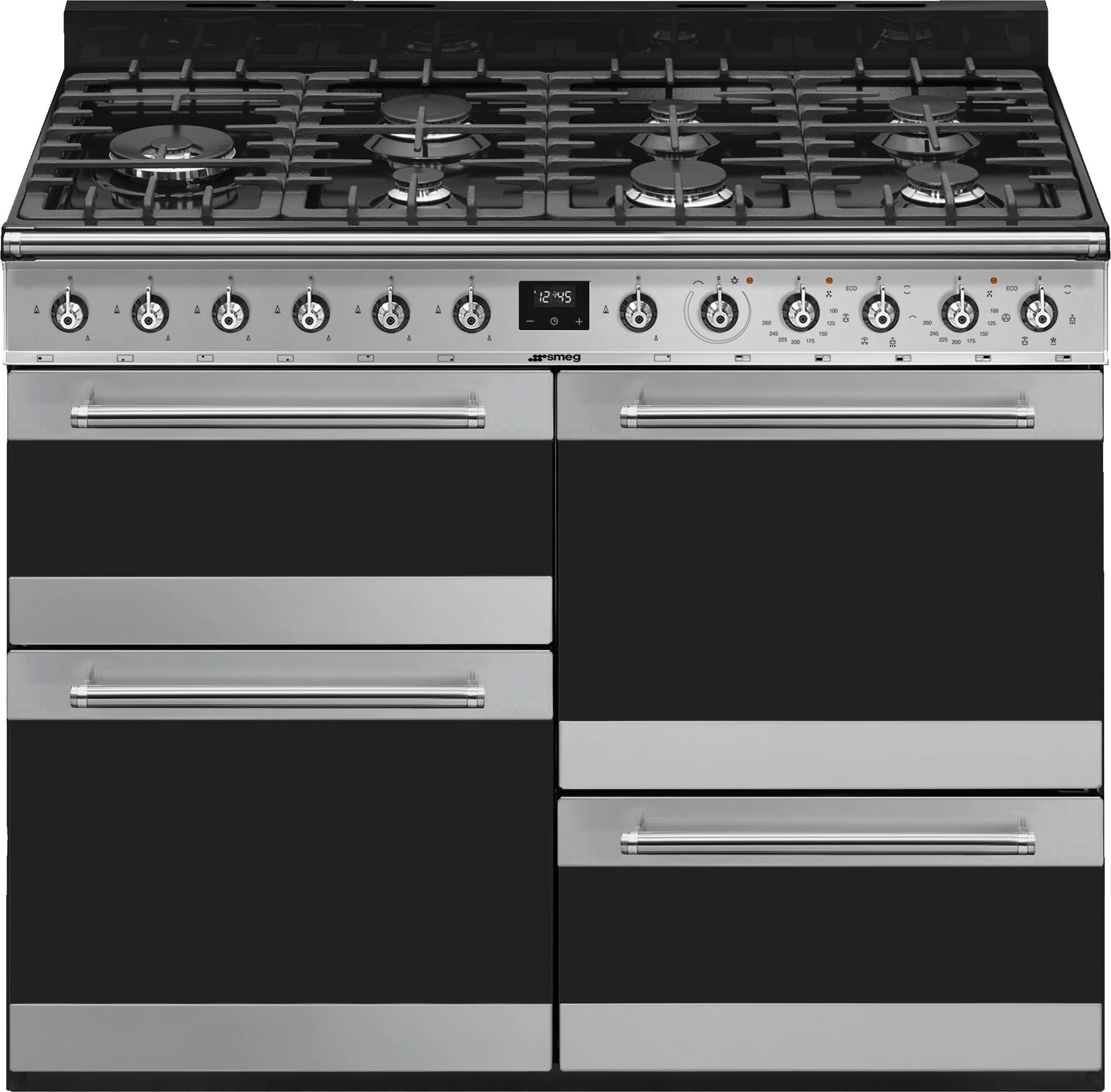 Smeg Symphony SYD4110-1 Dual Fuel Range Cooker - Stainless Steel - A/A Rated, Stainless Steel