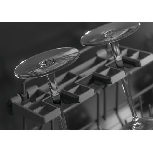 Fisher & Paykel Series 9 Fully Integrated Standard Dishwasher - Black with Fixed Door Hinge Kit - Wine glasses rack closeup