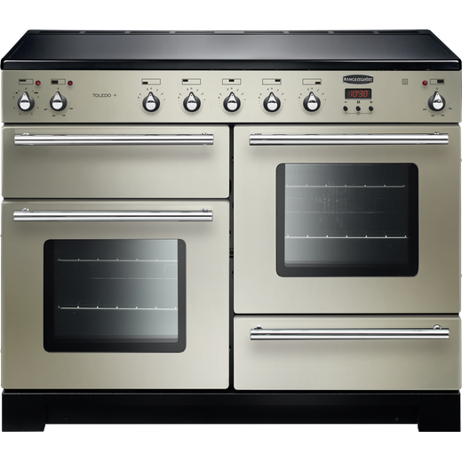 Rangemaster Toledo + TOLP110EIIV/C 110cm Electric Range Cooker with Induction Hob - Ivory / Chrome - A/A Rated