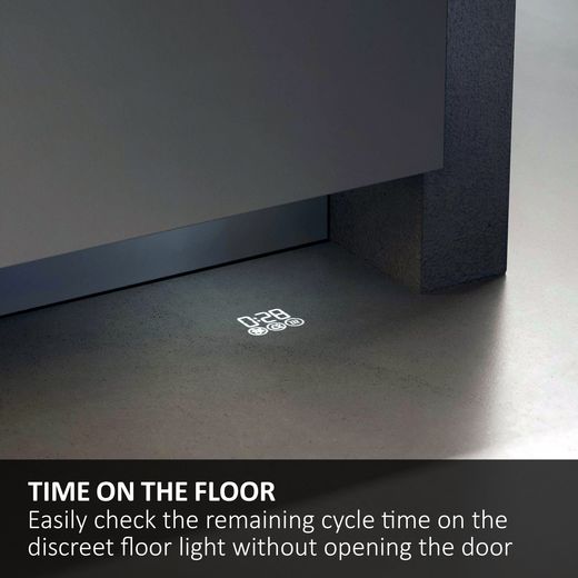 Haier Integrated Standard Dishwasher - Black Bezel - Annotation - time on floor shot