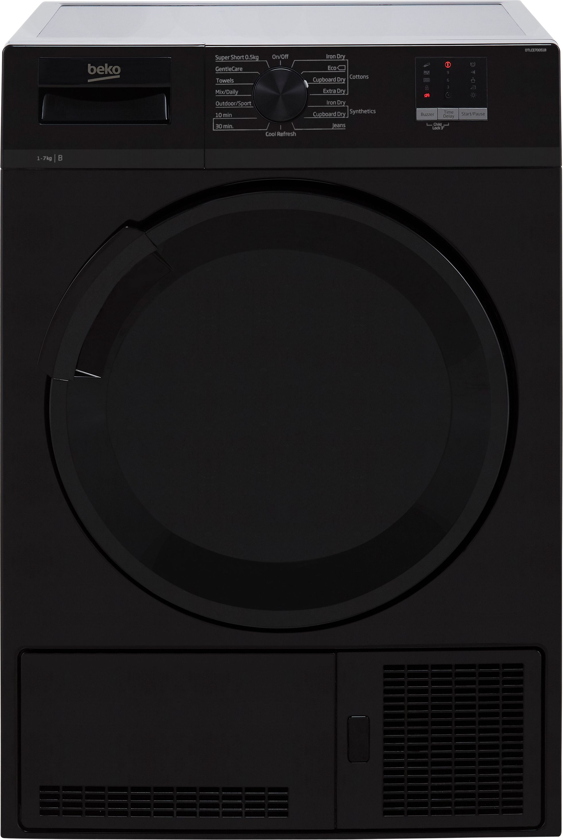 Beko DTLCE70051B 7Kg Condenser Tumble Dryer - Black - B Rated, Black