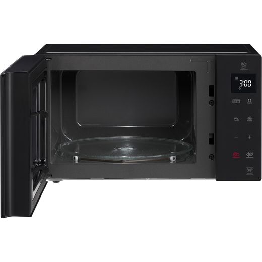LG NeoChef™ MH6535GIS 25 Litre 27cm High, Freestanding Small Combination Microwave Oven - Black - Front with door open shot