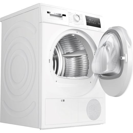 Siemens WTH85225GB 8.0Kg Heat Pump Tumble Dryer - White - Right perspective with door open shot