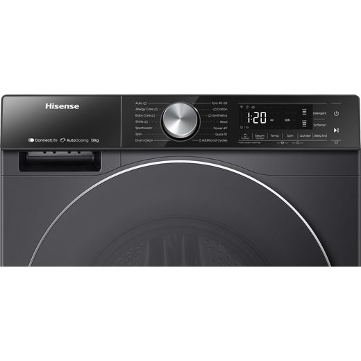 Hisense WF5S1245BB 12kg Washing Machine with 1400 rpm - Black - Control panel shot