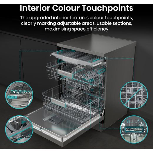 Hisense Standard Dishwasher - Stainless Steel - Annotation - Interior colour touchpoints