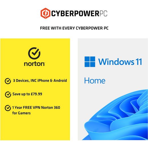 CyberPowerPC AO22215 Gaming PC - AMD Ryzen™ 5, 500GB SSD - Black - Annotation - Free with pc