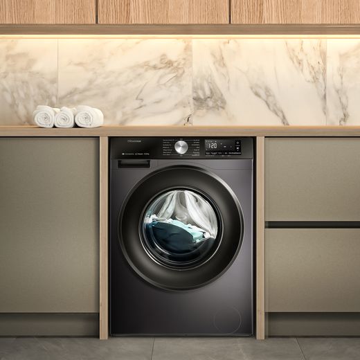 Hisense 3S Series 10.5Kg / 6Kg Washer Dryer - Black - Washer dryer in kitchen shot