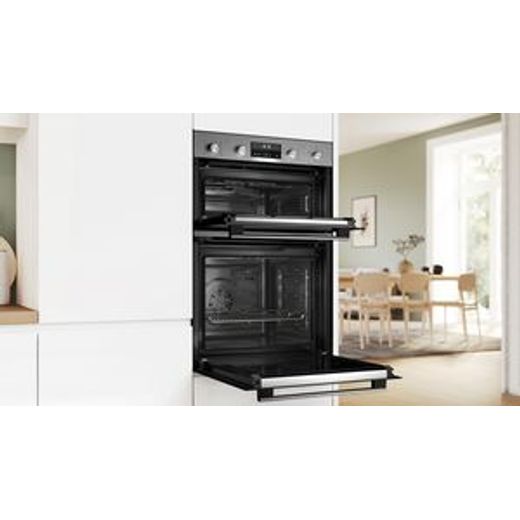 NEFF MBA578BS7B Electric Double Oven Stainless Steel - Oven with door open shot 