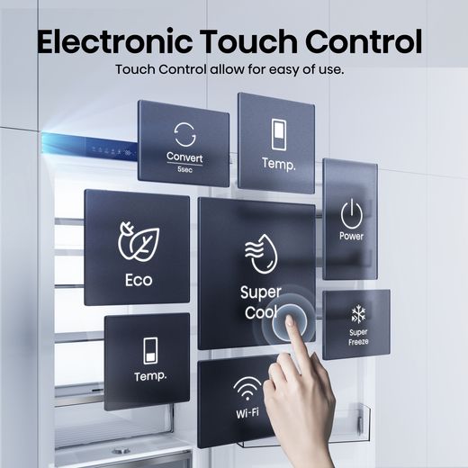 Hisense Integrated 60/40 Total No Frost Fridge Freezer with Fixed Door Fixing Kit - White  - Annotation - Touch control shot