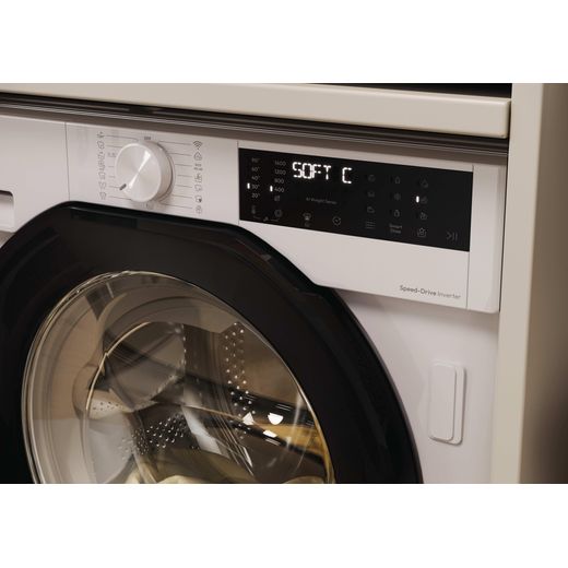 Hoover H-WASH&DRY 400 BH4S696M6DB9-80 Wifi Connected Integrated 9Kg / 5Kg Washer Dryer with 1600 rpm - White / Black - Close up control panel shot