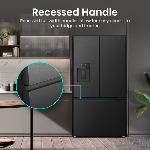 Hisense American Fridge Freezer - Stainless Steel - Annotation - Recessed Handle
