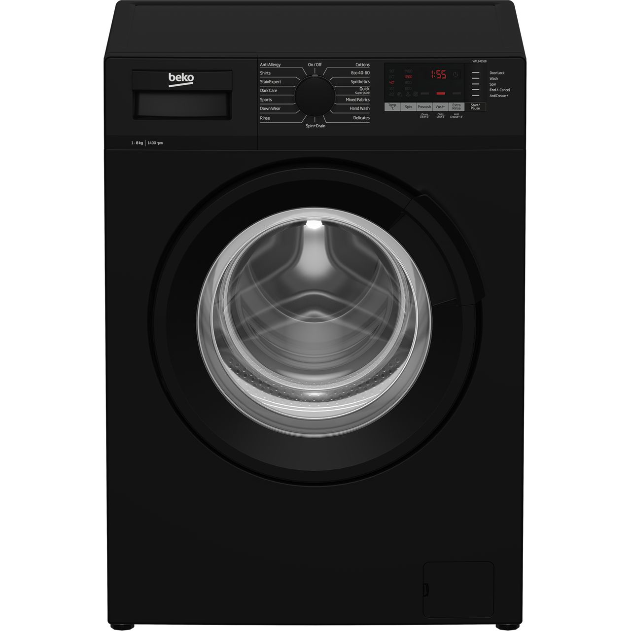 Beko WTL84151B 8Kg 1400 RPM Washing Machine Black C Rated New