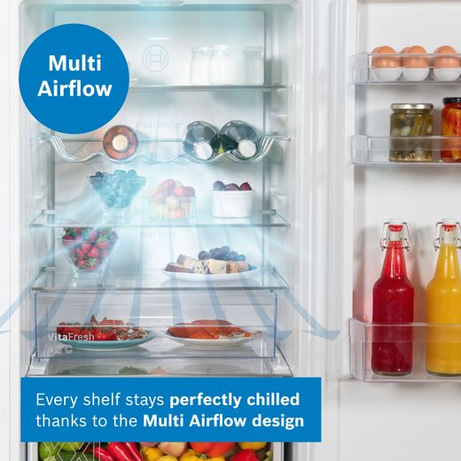 Bosch Series 4 60/40 Frost Free Fridge Freezer - White - Annotation - Multi airflow shot