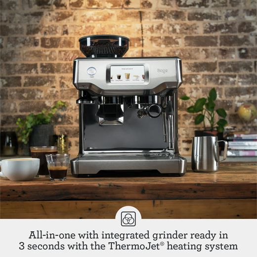 Sage The Barista Touch™ Espresso Coffee Machine with Integrated Burr Grinder - Stainless Steel / Chrome - Annotation - Integrated grinider and ThermoJet