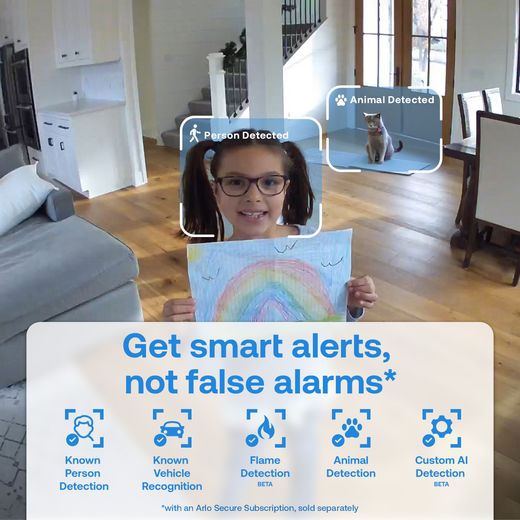 Arlo Essential 3 2K Indoor Smart Home Security Camera - White - annotation - get smart alerts shot