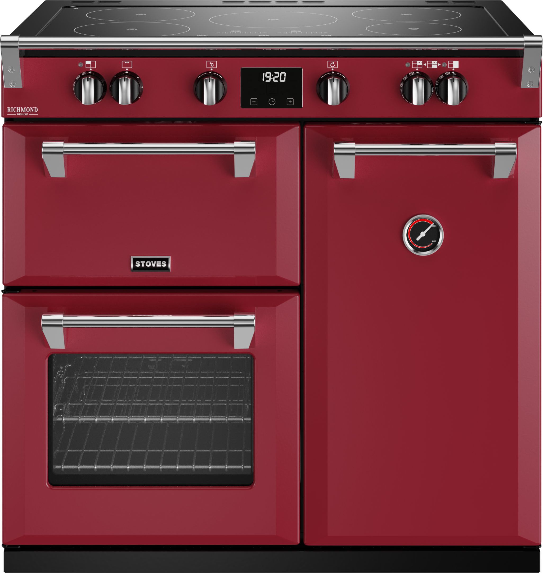 Stoves Richmond Deluxe ST DX RICH D900Ei TCH CRE Electric Range Cooker with Induction Hob - Chilli Red - A/A Rated, Red