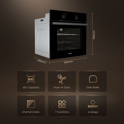 Hisense Built In Electric Single Oven - Black - Annotation - Features