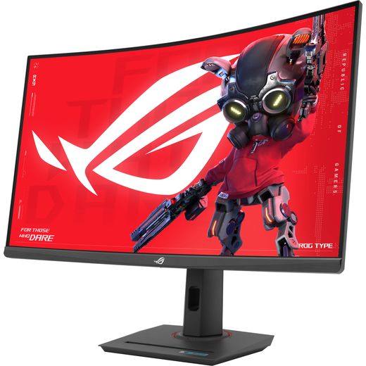 ASUS ROG Strix XG32WCS Quad HD 31.5" Gaming Monitor with AMD FreeSync - Black - Left perspective shot