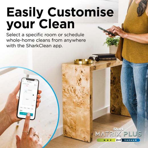 Shark Matrix Plus 2-in-1 Robotic Vacuum Cleaner - Silver - Annotation - SharkClean app